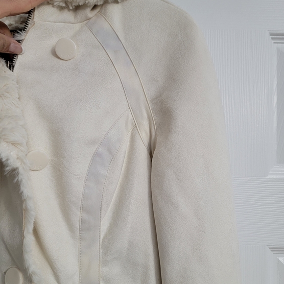 Guess Jeans Cream Sherpa Lined Hooded Jacket Women's Size Large - Picture 5 of 13